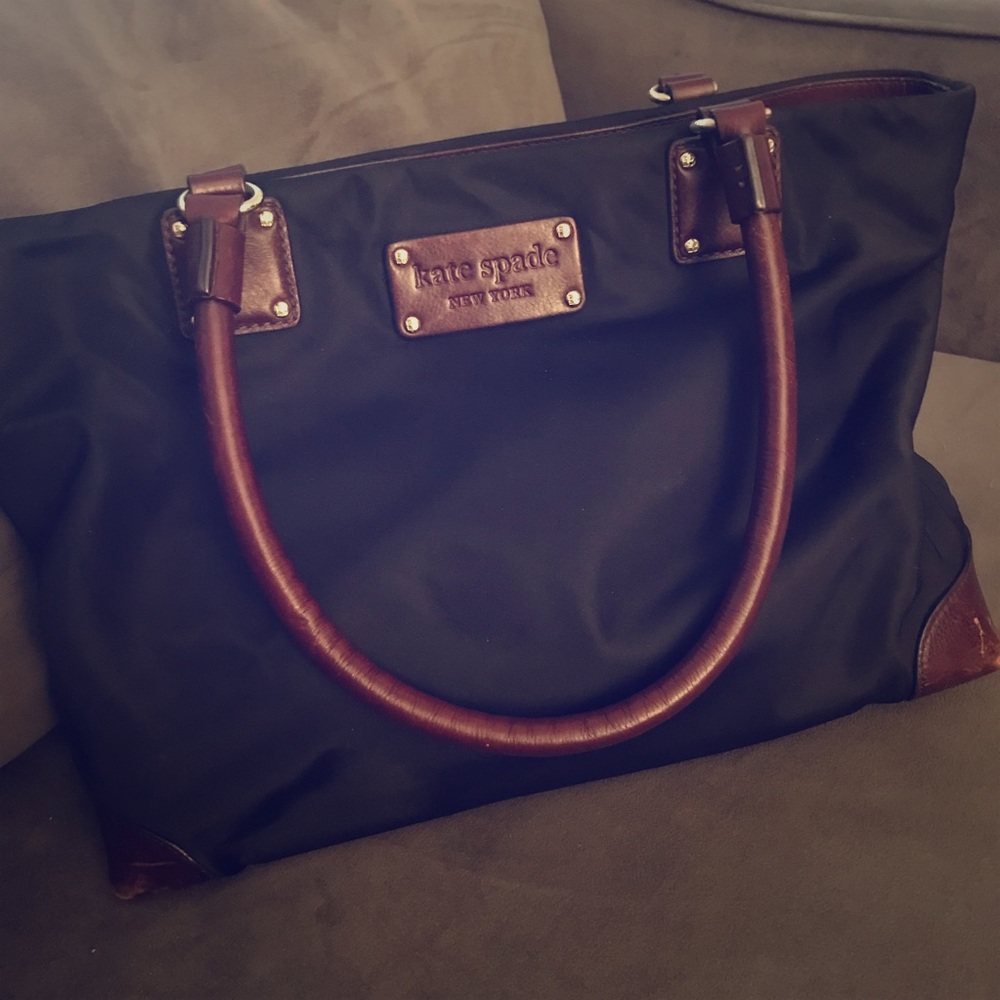 Nylon & leather black & brown Kate Spade bag